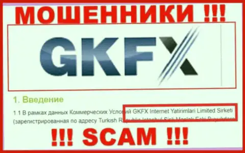 Юридическое лицо интернет махинаторов GKFX ECN - это GKFX Internet Yatirimlari Limited Sirketi