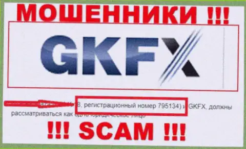 Регистрационный номер аферистов internet сети компании GKFX Internet Yatirimlari Limited Sirketi - 795134
