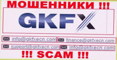 В контактных сведениях, на веб-ресурсе воров GKFX ECN, указана эта почта