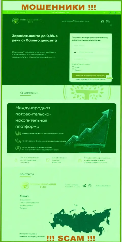 Скриншот официального интернет-портала ТИК Капитал - ТИК Капитал