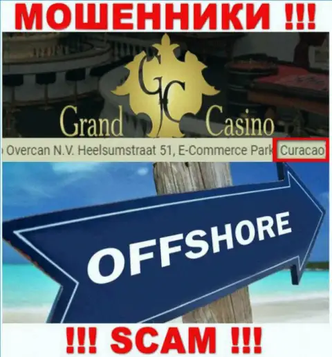 С конторой Grand Casino сотрудничать НЕЛЬЗЯ - скрываются в офшорной зоне на территории - Curacao