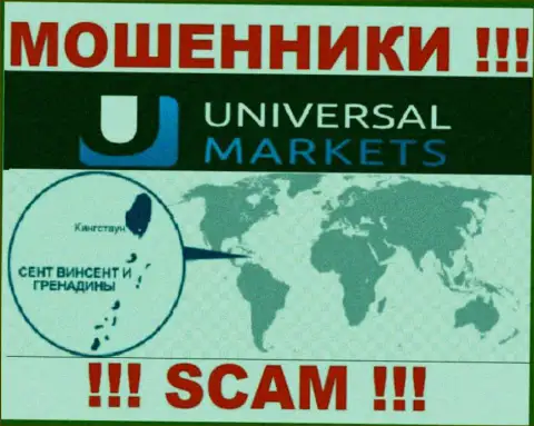 Организация UniversalMarkets имеет регистрацию довольно далеко от обманутых ими клиентов на территории St. Vincent and Grenadines