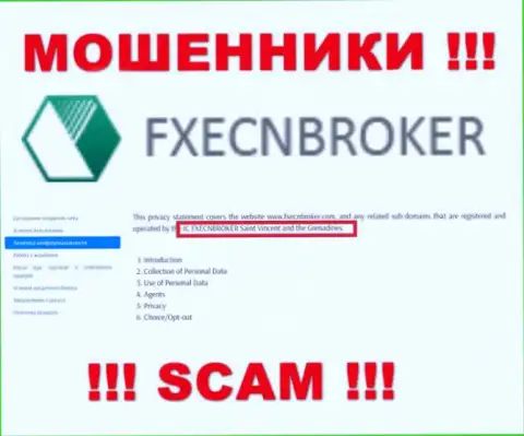 ФХЕЦНБрокер - это интернет-обманщики, а управляет ими юридическое лицо IC FXECNBROKER Saint Vincent and the Grenadines