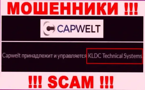 Юридическое лицо организации Cap Welt - это КЛДЦ Техникал Системс, инфа взята с официального web-ресурса