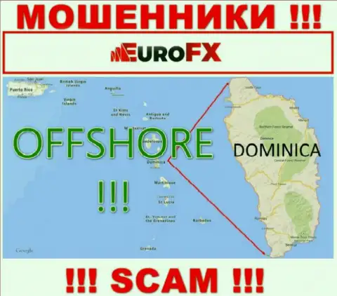 Доминика - офшорное место регистрации махинаторов Евро ФХ Трейд, размещенное на их веб-сайте