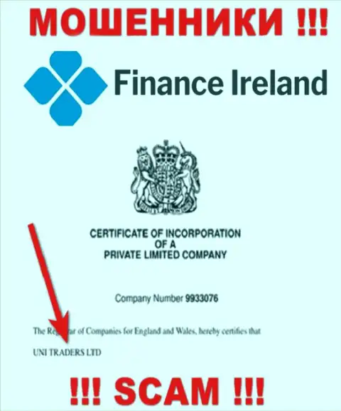 Finance-Ireland Com будто бы управляет организация Юни Трейдерс Лтд