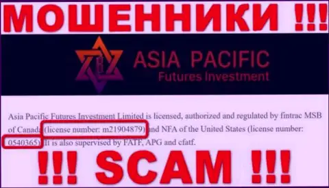 Asia Pacific Futures Investment Limited - это хитрые ЖУЛИКИ, с лицензией на осуществление деятельности (инфа с онлайн-сервиса), разрешающей надувать доверчивых людей
