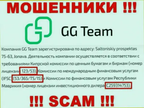 Очень опасно доверять конторе GG-Team Com, хоть на информационном сервисе и показан ее лицензионный номер