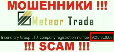 Регистрационный номер MeteorTrade Pro - 2021/IBC00031 от кражи финансовых средств не сбережет