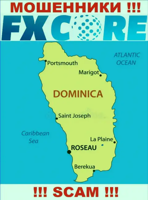FX Core Trade - аферисты, их место регистрации на территории Commonwealth of Dominica