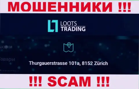 Loots Trading - это обычные мошенники ! Не желают указывать настоящий официальный адрес конторы
