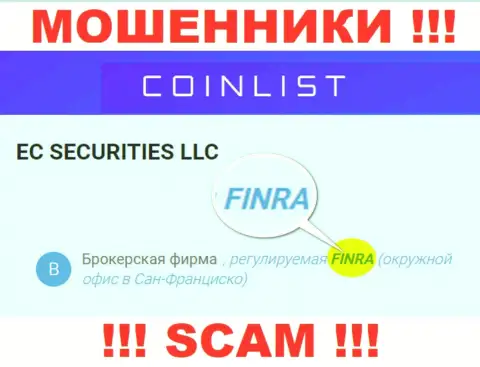 Держитесь от компании CoinList как можно дальше, которую прикрывает мошенник - FINRA