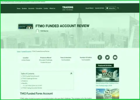Обзор деятельности FTMO, позаимствованный на одном из сайтов-отзовиков