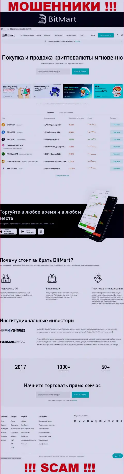 Вид официального web-сервиса мошеннической конторы Bit Mart