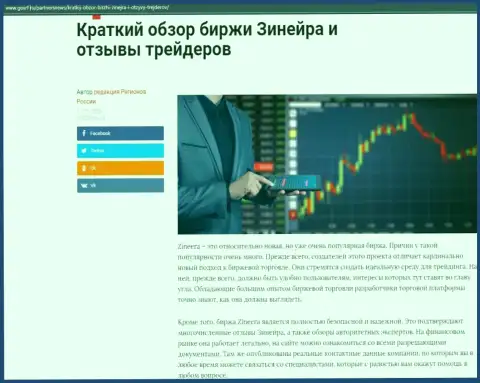 Краткий обзор условий для торгов биржевой организации Зинейра, опубликованный на web-портале GosRf Ru