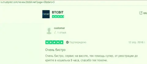 Деятельность онлайн обменника BTCBit Net представлена в отзывах на веб-сайте Трастпилот Ком